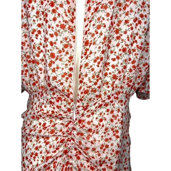 Lulu’s Women’s Large Send a Sonnet Dress Pink Floral Ruched Short Sleeve NEW - Picture 9 of 11